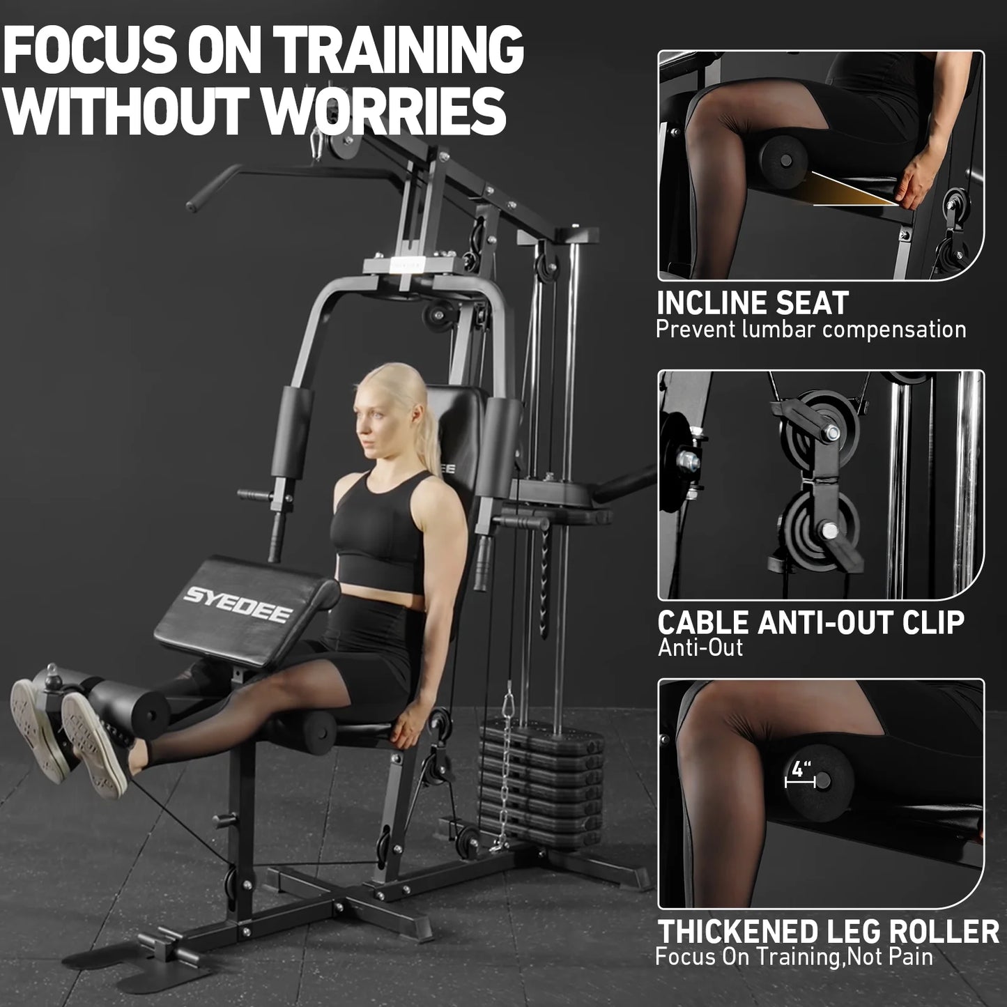 Multifunctional Home Gym System, Home Gym Station with 105LBS Weight Stack, All in One Workout Machine for Full Body Strength Training