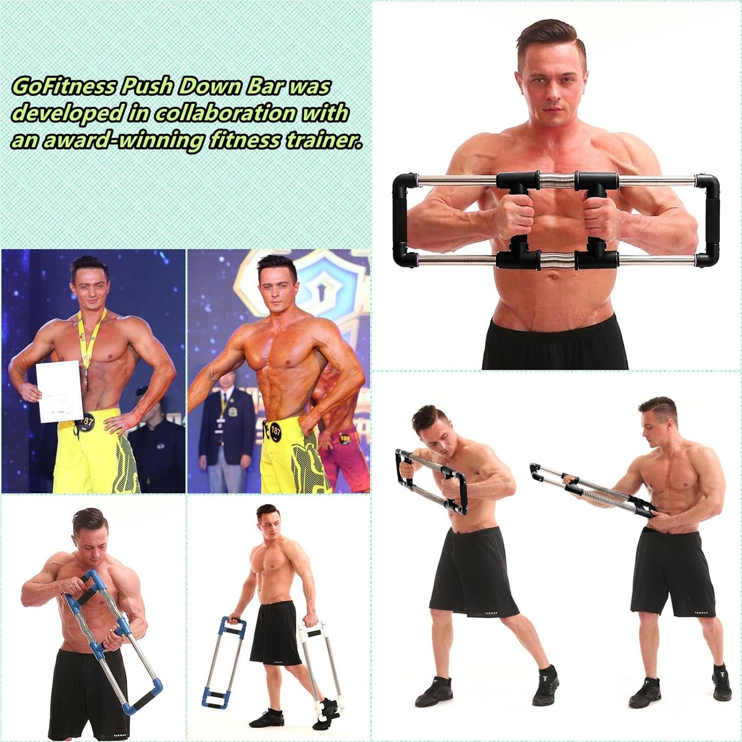 Push down Machine - Chest Exerciser at Home Workout Equipment, Arm Trainer - Portable Spring Resistance Exercise Gym Kit for Home, Travel or Outdoors